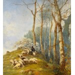 Bevilacqua, Ligurian Landscape with Shepherd and Flock - Bevilacqua