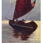 SCUOLA EUROPEA, Seascape with boats at sunset