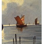 SCUOLA EUROPEA, Seascape with boats at sunset
