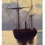 SCUOLA EUROPEA, Seascape with boats at sunset