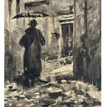 A. Trivellini, Small Street with Figure - A. Trivellini