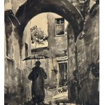A. Trivellini, Small Street with Figure - A. Trivellini