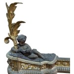 Gilded bronze fireplace andiron