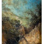 Carelli, Landscape with a woman at a fountain - Carelli