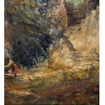 Carelli, Landscape with a woman at a fountain - Carelli