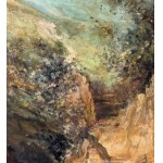 Carelli, Landscape with a woman at a fountain - Carelli