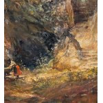 Carelli, Landscape with a woman at a fountain - Carelli