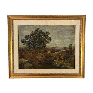 SCUOLA NAPOLETANA, Landscape with Figures and Livestock