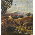 SCUOLA NAPOLETANA, Landscape with Figures and Livestock
