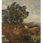 SCUOLA NAPOLETANA, Landscape with Figures and Livestock