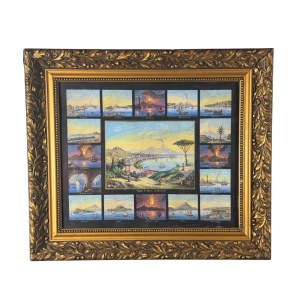 ANONIMO, 17 miniatures grouped on a single sheet, showing various scenes of Neapolitan places