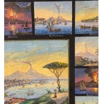 ANONIMO, 17 miniatures grouped on a single sheet, showing various scenes of Neapolitan places