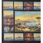 ANONIMO, 17 miniatures grouped on a single sheet, showing various scenes of Neapolitan places