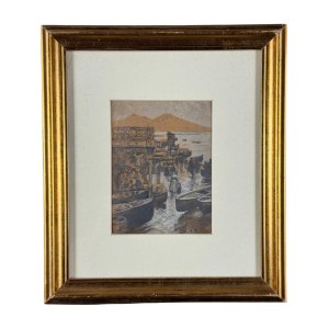 Attilio Pratella, View of the Neapolitan Seaside with Figures - Attilio Pratella