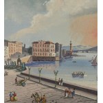 ANONIMO, View of Santa Lucia in Naples with the eruption of Vesuvius