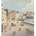 ANONIMO, View of Santa Lucia in Naples with the eruption of Vesuvius