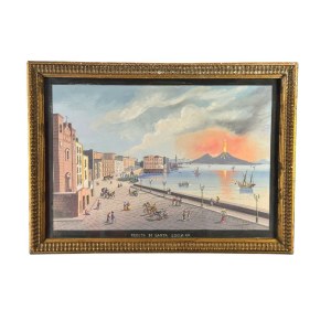 ANONIMO, View of Santa Lucia in Naples with the eruption of Vesuvius