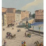 ANONIMO, View of Santa Lucia in Naples with the eruption of Vesuvius