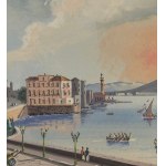 ANONIMO, View of Santa Lucia in Naples with the eruption of Vesuvius