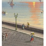 ANONIMO, View of Santa Lucia in Naples with the eruption of Vesuvius