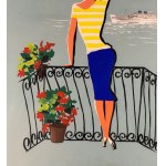 Filippo Romoli, Woman on a balcony overlooking the sea - Filippo Romoli