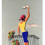 Filippo Romoli, Woman on a balcony overlooking the sea - Filippo Romoli