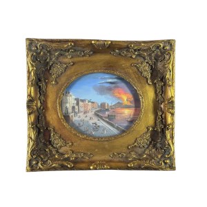 ANONIMO, Neapolitan street with the eruption of Vesuvius