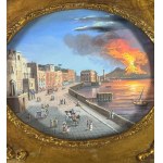 ANONIMO, Neapolitan street with the eruption of Vesuvius