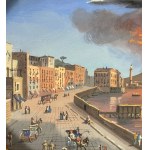 ANONIMO, Neapolitan street with the eruption of Vesuvius