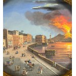 ANONIMO, Neapolitan street with the eruption of Vesuvius