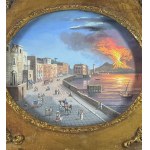 ANONIMO, Neapolitan street with the eruption of Vesuvius