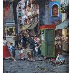 Vassetti, Neapolitan street with figures - Vassetti