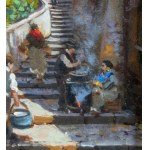 Vassetti, Small lane with steps and figures - Vassetti