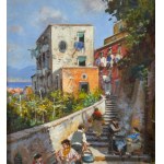 Vassetti, Small lane with steps and figures - Vassetti