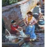 Vassetti, Small lane with steps and figures - Vassetti