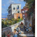 Vassetti, Small lane with steps and figures - Vassetti
