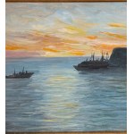SCUOLA ITALIANA, Seaside view with boats
