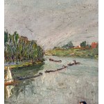 UNIDENTIFIED SIGNATURE, Landscape with river and figures