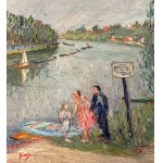 UNIDENTIFIED SIGNATURE, Landscape with river and figures