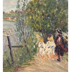 UNIDENTIFIED SIGNATURE, Landscape with river and figures