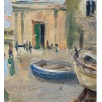 ANGELA CARUGATI, Seaside view with a small church and boats - ANGELA CARUGATI