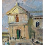 ANGELA CARUGATI, Seaside view with a small church and boats - ANGELA CARUGATI