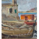 ANGELA CARUGATI, Seaside view with a small church and boats - ANGELA CARUGATI