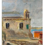 ANGELA CARUGATI, Seaside view with a small church and boats - ANGELA CARUGATI