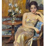 UNIDENTIFIED SIGNATURE, Portrait of an Elegant Woman in an Interior