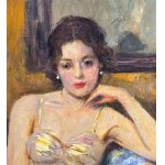 UNIDENTIFIED SIGNATURE, Portrait of an Elegant Woman in an Interior