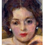 UNIDENTIFIED SIGNATURE, Portrait of an Elegant Woman in an Interior