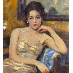 UNIDENTIFIED SIGNATURE, Portrait of an Elegant Woman in an Interior