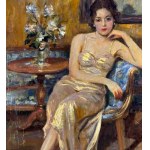 UNIDENTIFIED SIGNATURE, Portrait of an Elegant Woman in an Interior