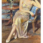 UNIDENTIFIED SIGNATURE, Portrait of an Elegant Woman in an Interior